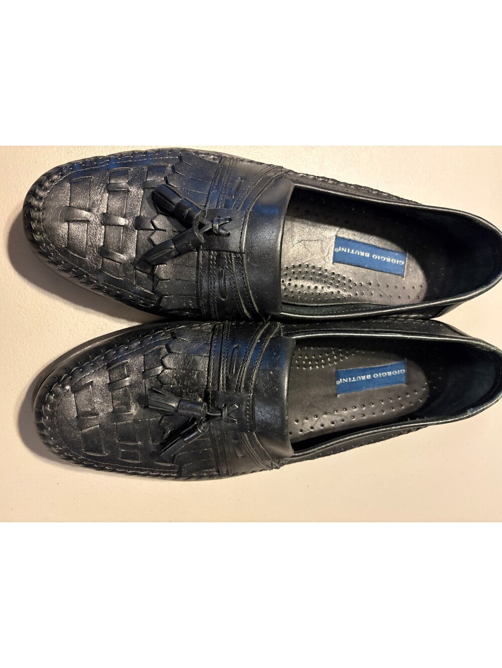 Giorgio Brutini Black Leather Tassel Loafers Size 12D
